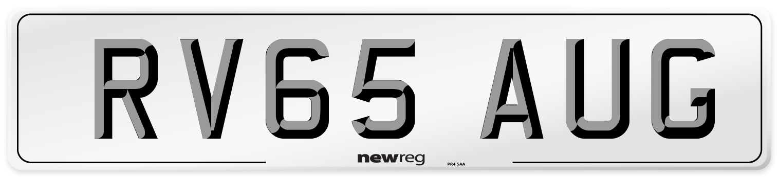 RV65 AUG Number Plate from New Reg